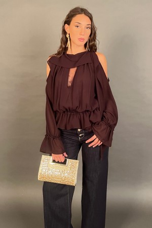 Blusa Miri con velo e pizzo Blusa Miri con velo e pizzo Blusa Miri con velo e pizzo
