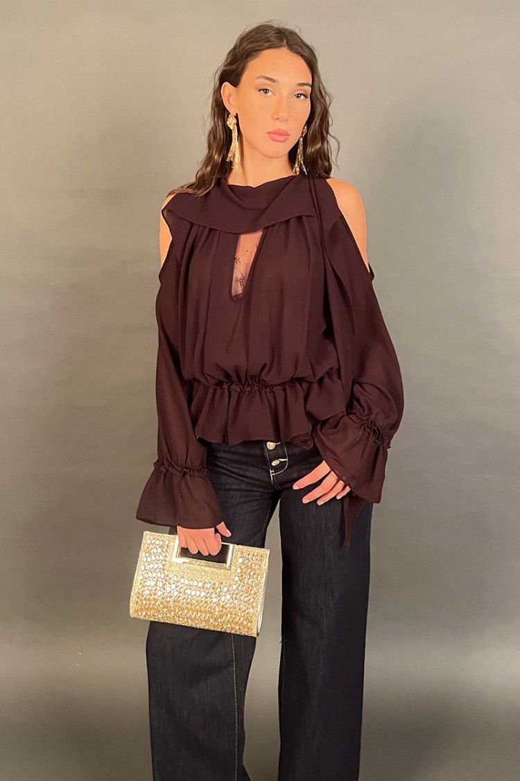 Blusa Miri con velo e pizzo Blusa Miri con velo e pizzo Blusa Miri con velo e pizzo