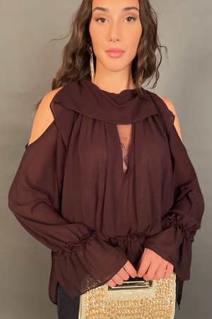 Bluse Miri mit Schleier- und Spitzenbluse Miri mit Schleier- und Spitzenbluse Miri mit Schleier und Spitze
