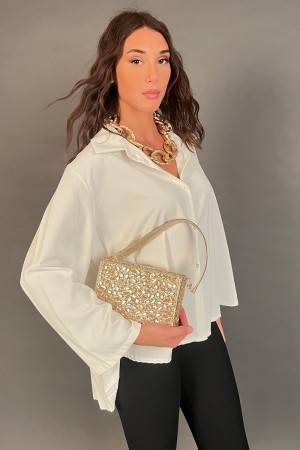 Camicia Taupe con tessuto a ventaglio sul retro e sul fondo Camicia Taupe con tessuto a ventaglio sul retro e sul fondo Camic...