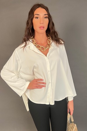Camicia Taupe con tessuto a ventaglio sul retro e sul fondo Camicia Taupe con tessuto a ventaglio sul retro e sul fondo Camic...