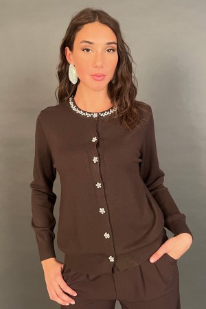 GISELE CARDIGAN HEMD mit Juwelsteinen Gisele Cardigan Strick mit Steinen Schmuck Gisele Strickjacke mit Steinen... 