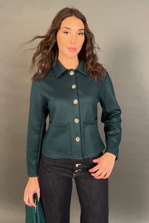Tear jacket with fabric Snake-effect micro with jewel buttons Gold jacket tear with fabric skin effect... 