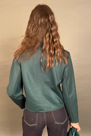 Chaqueta de lágrima con tela Micro de efecto de serpiente con botones de joya Chaqueta de oro Rasgar con efecto de piel de tela.