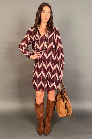 Short Vibes Dress Pleated with Fantasy Botany Geometric Short Vibes Pleated Dress with Geometric Botanical Fantasy... 