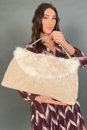 Borsa ecopelliccia e con tessuto  Borsa ecopelliccia e con tessuto  Borsa ecopelliccia e con tessuto
