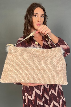 Borsa ecopelliccia e con tessuto  Borsa ecopelliccia e con tessuto  Borsa ecopelliccia e con tessuto
