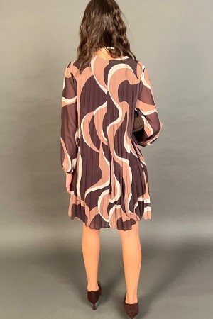 Lumia short dress pleated with geometric pattern from neutral colors short dress pleated lumia with geometric pattern... 