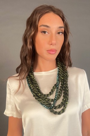 Collier de tresse en tissu avec strass multi-perceuse en tissu de tresse de tresse avec collier de tresse multifulable en strass
