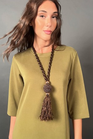 Collar de treccina con esfera maxi y collar de treccina con flecos con esfera maxi y collar de treccina con flecos con esfera ma