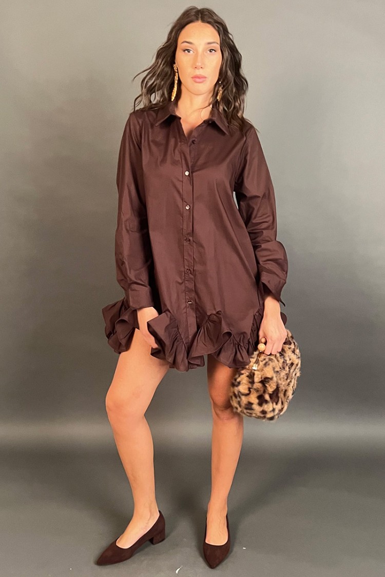 Divine Short Shirt Dress with Rigid Final Balza Cotton Short Divine Shirt Dress with Rigid Rigid Final Balza... 