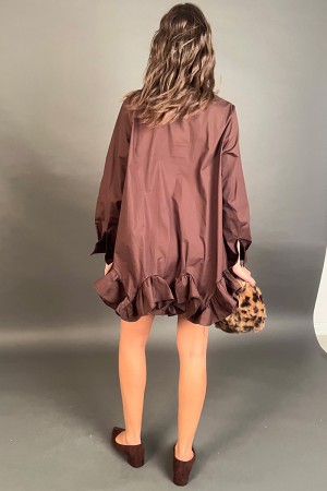 Abito corto Divine a camicia con balza finale rigida in cotone Abito corto Divine a camicia con balza finale rigida in cotone...