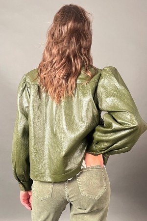 Chaqueta Tresor en cuero ecológico con detalles de bolsillos y botones en la chaqueta de oro Tresor en cuero ecológico con bolsi