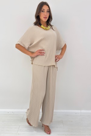 Koordinierte Denny-Bluse und 100% Viskose-Hosen weiche Passform