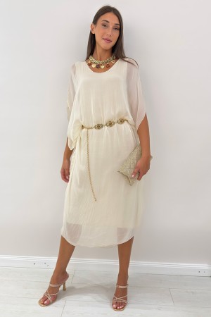 Vestido largo Tecna Seda mixta y viscosa color caftan patrón de caftán