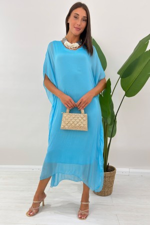 Long dress Tecna Mixed silk and viscose Solid color caftan pattern