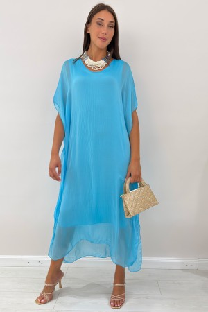 Long dress Tecna Mixed silk and viscose Solid color caftan pattern