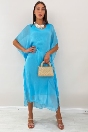 Long dress Tecna Mixed silk and viscose Solid color caftan pattern