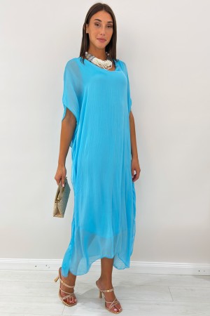 Long dress Tecna Mixed silk and viscose Solid color caftan pattern