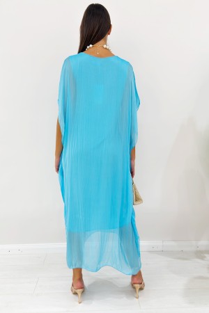 Langes Kleid Tecna gemischt Seide und viskose Feste Farbe Kaftan-Muster