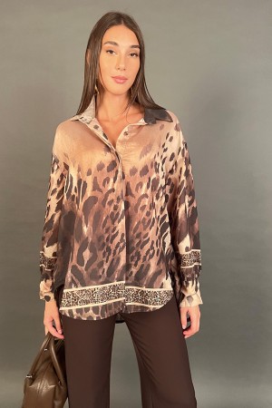 Camicia Anima over con fantasia animalier Camicia Anima over con fantasia animalier Camicia Anima over con fantasia animalier