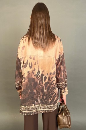 Camicia Anima over con fantasia animalier Camicia Anima over con fantasia animalier Camicia Anima over con fantasia animalier