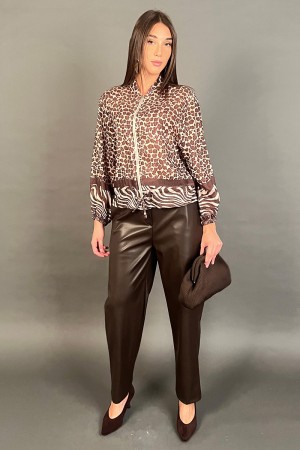 Bomber Nova in fantasia mix animalier con cerniera frontale Bomber Nova in fantasia mix animalier con cerniera frontale Bombe...