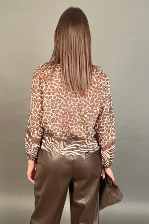 Bomber Nova in fantasia mix animalier con cerniera frontale Bomber Nova in fantasia mix animalier con cerniera frontale Bombe...
