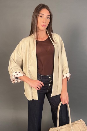 Giacca Kate in ecopelle con maniche tre quarti con interno a pois Giacca Kate in ecopelle con maniche tre quarti con interno ...