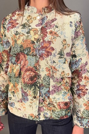 Giacca Olimpia con fantasia a tapestry con motivi floreali romantici Giacca Olimpia con fantasia a tapestry con motivi florea...