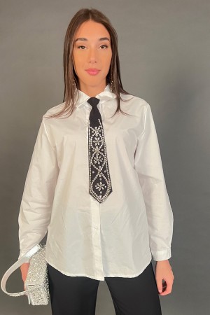 Camicia Luce in cotone con cravatta gioiello removibile Camicia Luce in cotone con cravatta gioiello removibile Camicia Luce ...