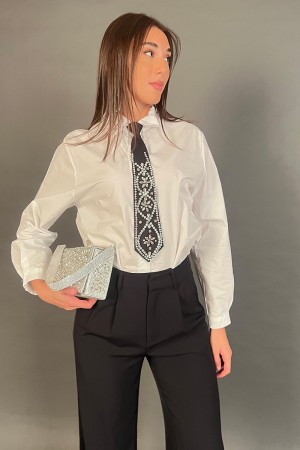 Camicia Luce in cotone con cravatta gioiello removibile Camicia Luce in cotone con cravatta gioiello removibile Camicia Luce ...