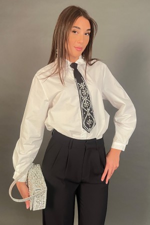 Camicia Luce in cotone con cravatta gioiello removibile Camicia Luce in cotone con cravatta gioiello removibile Camicia Luce ...