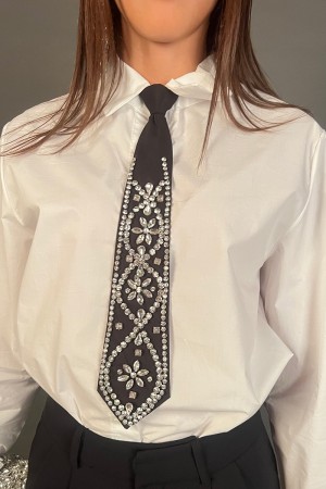 Camicia Luce in cotone con cravatta gioiello removibile Camicia Luce in cotone con cravatta gioiello removibile Camicia Luce ...
