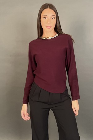 Maglia Afrodite con scollo impreziosito da pietre oro Maglia Afrodite con scollo impreziosito da pietre oro Maglia Afrodite c...