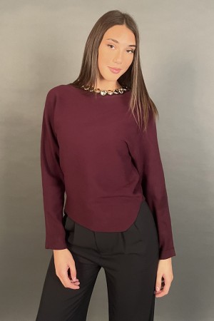 Maglia Afrodite con scollo impreziosito da pietre oro Maglia Afrodite con scollo impreziosito da pietre oro Maglia Afrodite c...
