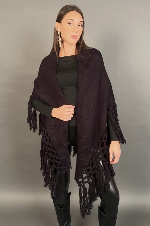 Poncho Andromeda con frange e intrecci  Poncho Andromeda con frange e intrecci  Poncho Andromeda con frange e intrecci