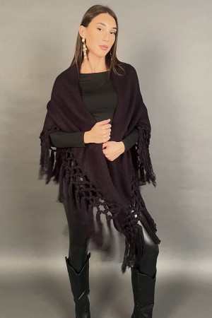 Poncho Andromeda con frange e intrecci  Poncho Andromeda con frange e intrecci  Poncho Andromeda con frange e intrecci