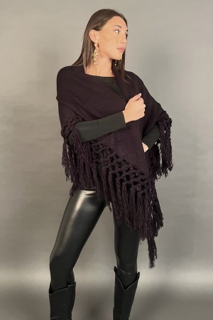 Poncho Andromeda con frange e intrecci  Poncho Andromeda con frange e intrecci  Poncho Andromeda con frange e intrecci