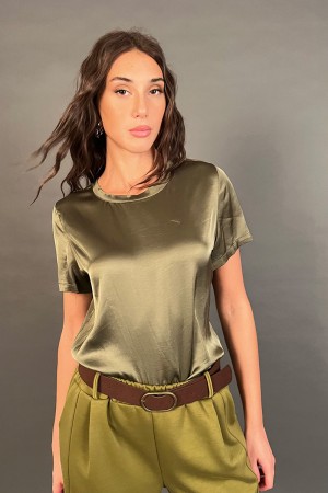 Blouse blushes in viscose short-sleeved