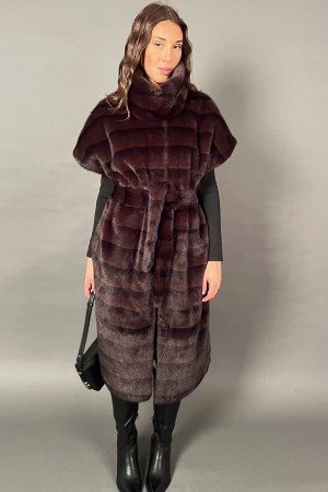 Long Essence Ecopel Vest with Flared Cut