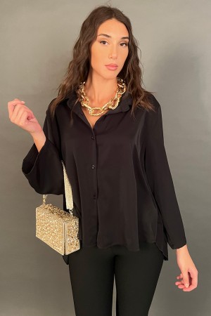 Camicia Taupe con tessuto a ventaglio sul retro e sul fondo Camicia Taupe con tessuto a ventaglio sul retro e sul fondo Camic...