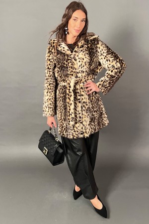 Ecopelliccia Aloa Animalier con cintura removibile in vita  Ecopelliccia Aloa Animalier con cintura removibile in vita  Ecope...