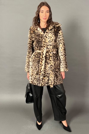 Ecopelliccia Aloa Animalier con cintura removibile in vita  Ecopelliccia Aloa Animalier con cintura removibile in vita  Ecope...