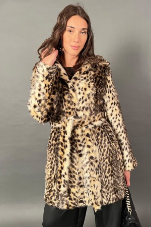 Ecopelliccia Aloa Animalier con cintura removibile in vita  Ecopelliccia Aloa Animalier con cintura removibile in vita  Ecope...