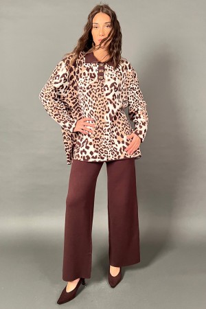 Coordinato Stefy in maglia con blusa leopardata e pantalone Coordinato Stefy in maglia con blusa leopardata e pantalone Coord...