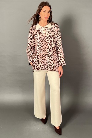 Coordinato Stefy in maglia con blusa leopardata e pantalone Coordinato Stefy in maglia con blusa leopardata e pantalone Coord...