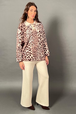 Coordinato Stefy in maglia con blusa leopardata e pantalone Coordinato Stefy in maglia con blusa leopardata e pantalone Coord...