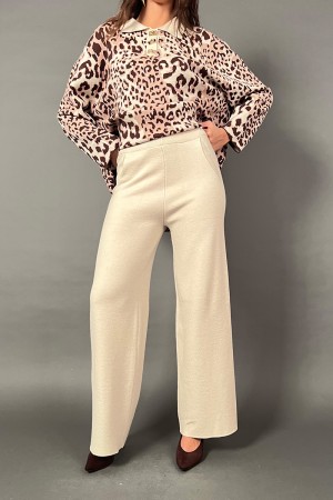 Coordinato Stefy in maglia con blusa leopardata e pantalone Coordinato Stefy in maglia con blusa leopardata e pantalone Coord...