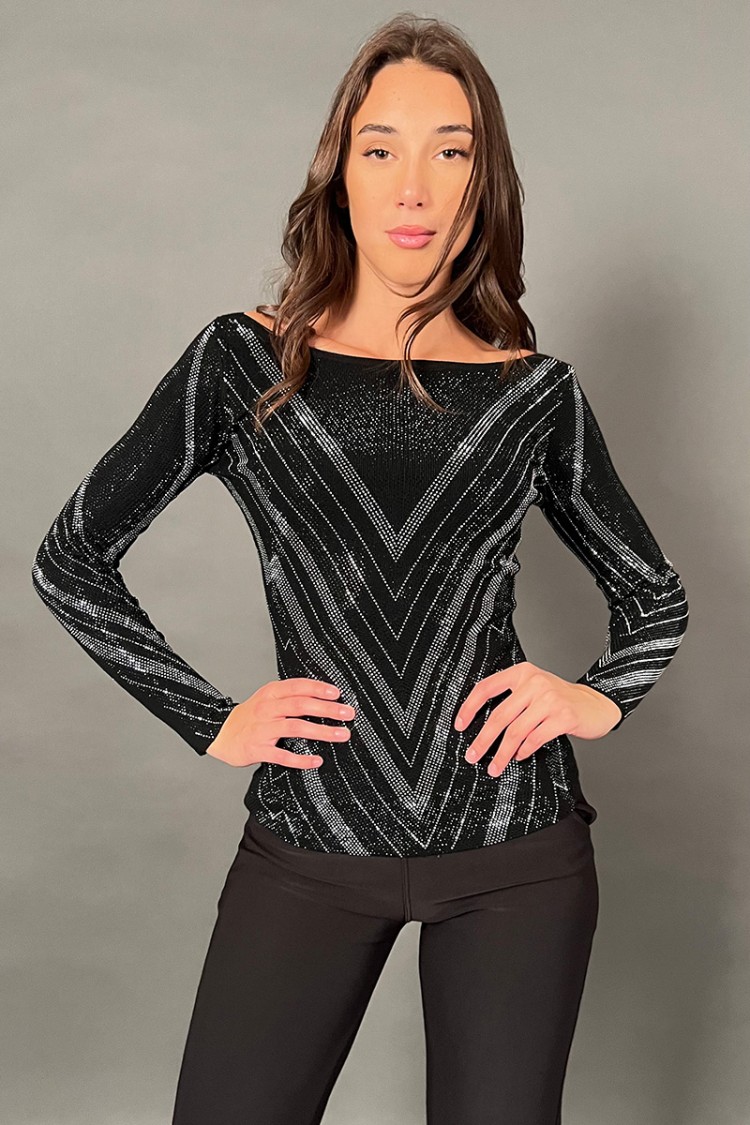 Maglia Disco con piccoli strass bicolore  Maglia Disco con piccoli strass bicolore  Maglia Disco con piccoli strass bicolore